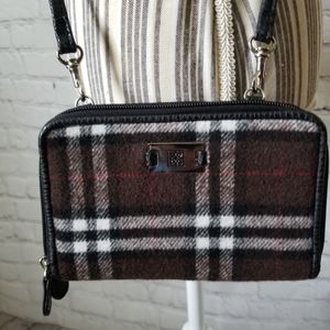 NWOT Plaid wool-like Crossbody / Wrislet /Wallet